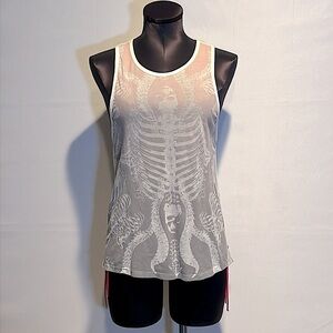 White Skeleton Cameo Tank with Ribbed Ripped Back!